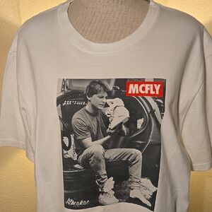 White Graphic Tee with McFly Print